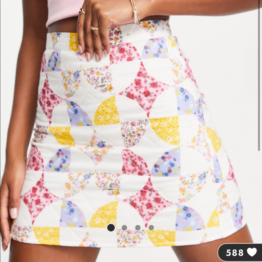 ASOS DESIGN Quilted Mini Skirt in Patchwork Print